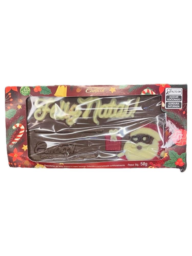 Placa De Feliz Natal De Chocolate Ao Leite Chocolates Caracol 50G