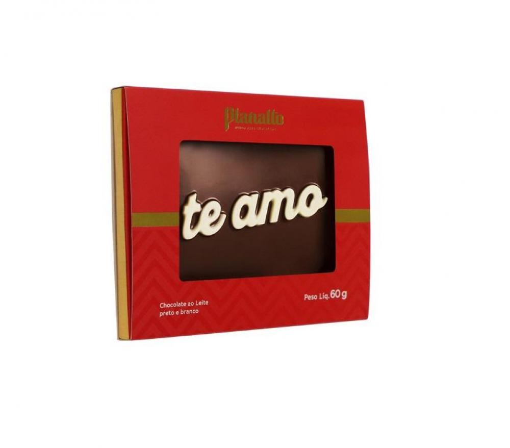 Placa Te Amo Chocolate Ao Leite E Branco