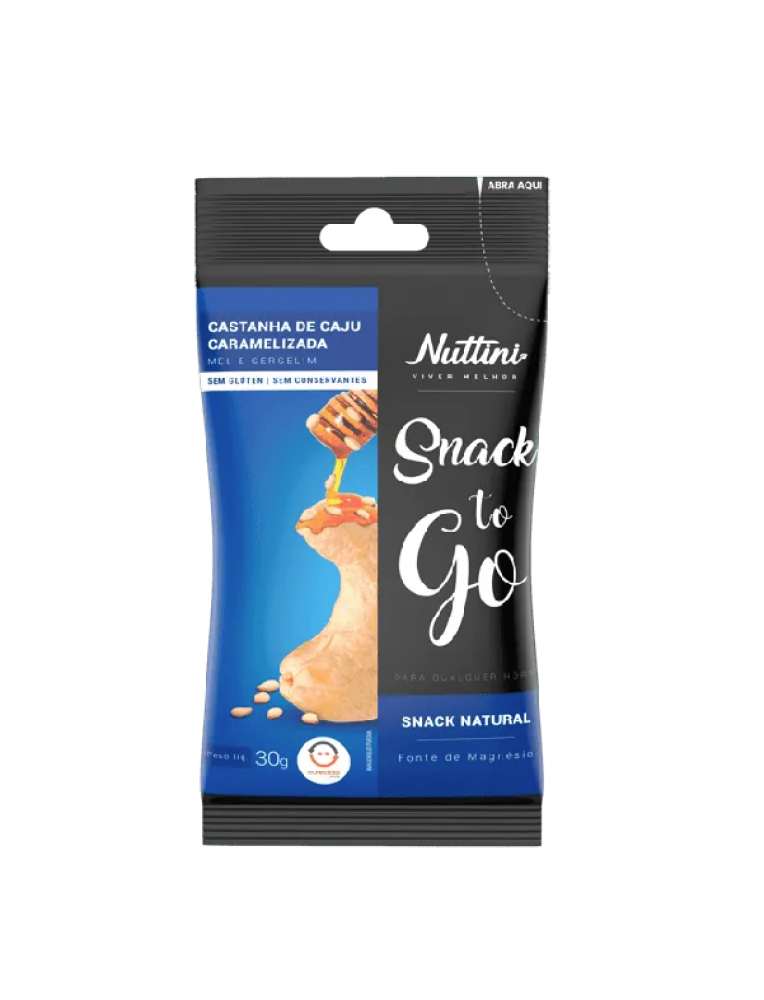 Snack De Castanha De Caju Caramelizada Com Mel E Gergelim